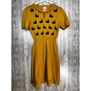 Yumi Knitwear Modcloth Sweater Dress size 6/8 Mustard Yellow Navy‎ Whale coastal